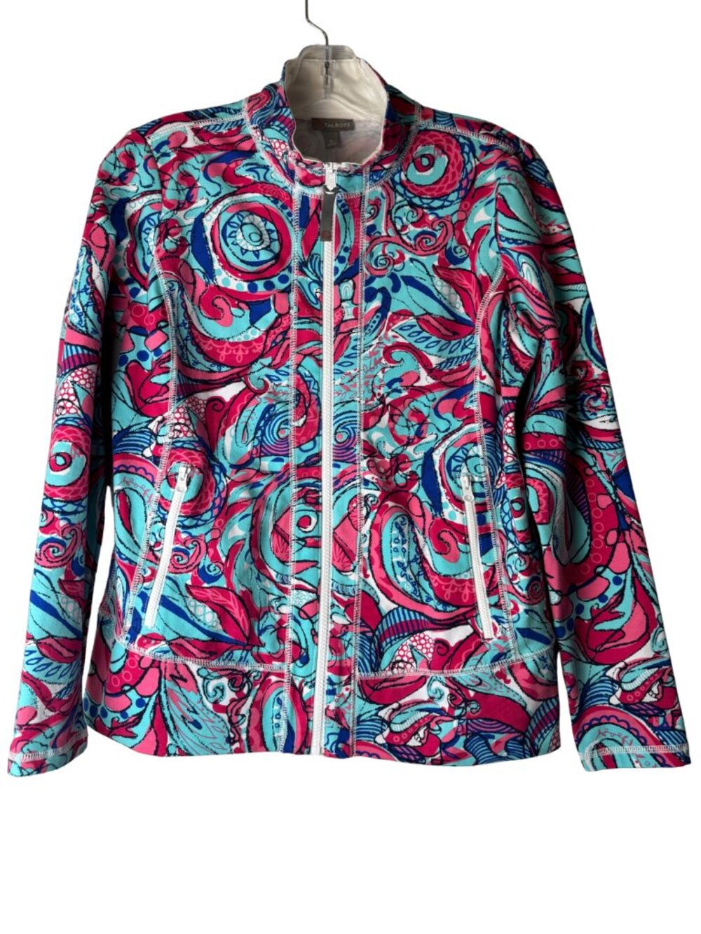 Talbots Full Zip Activewear Jacket Pink and Blue Small Petite